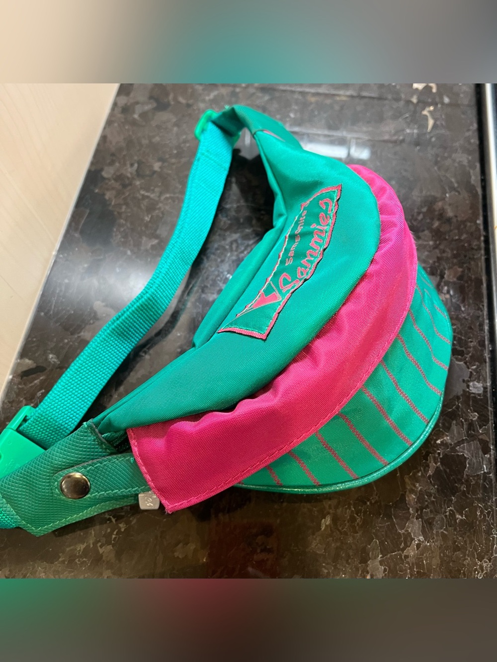 Vintage 90s Y2K Samsonite Sammies Teal Rose Pink Fanny Pack Bum Bag Hip